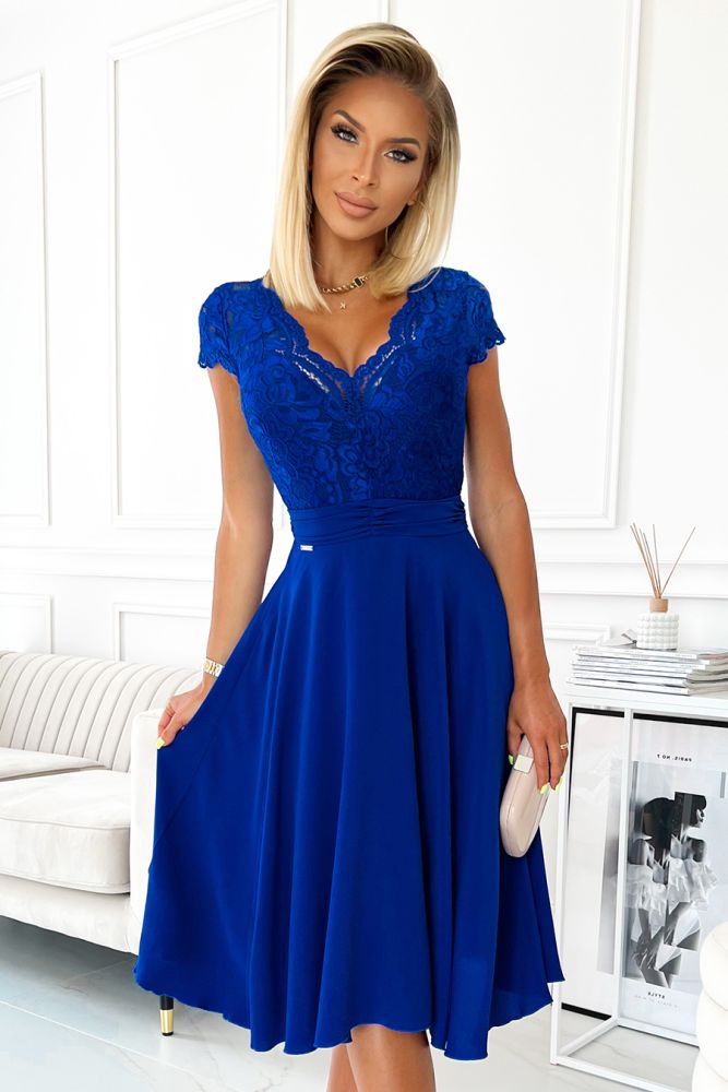 Numoco Ženska haljina od čipke Linda kraljevski plava