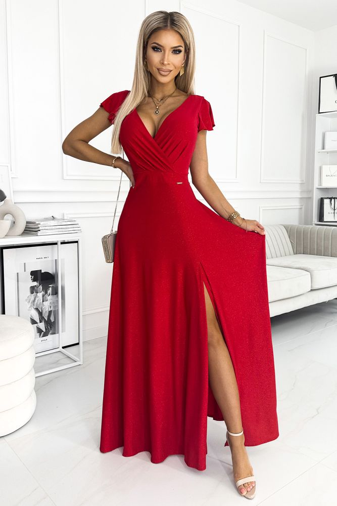 Numoco Ženska večernja haljina Crystal crvena