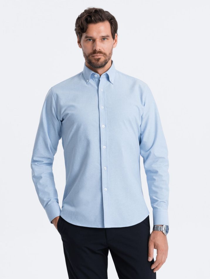 Ombre Clothing Muška košulja dugih rukava Cottonflight plava