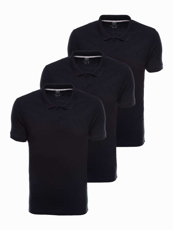 Ombre Clothing muška polo majica s kragnom Pakiranje 3 komada Ahr crna