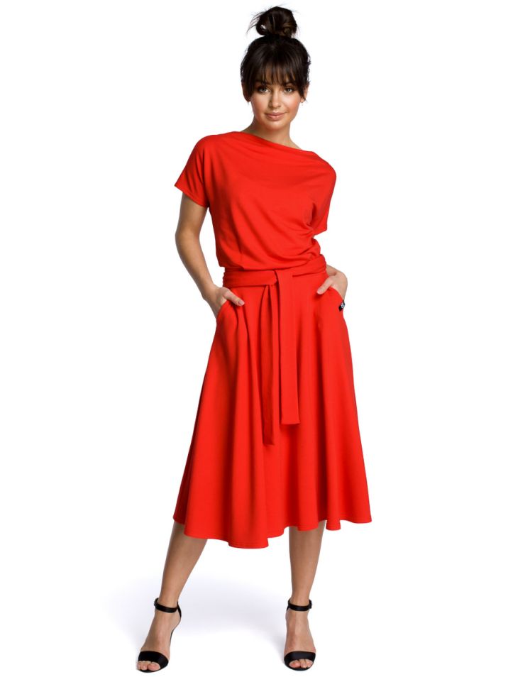 BeWear Ženska midi haljina Evap B067 crvena