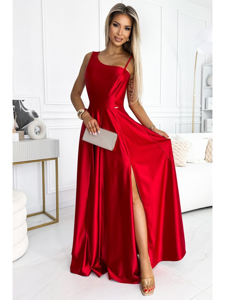 Numoco Ženska večerna obleka Musaji rdeča
