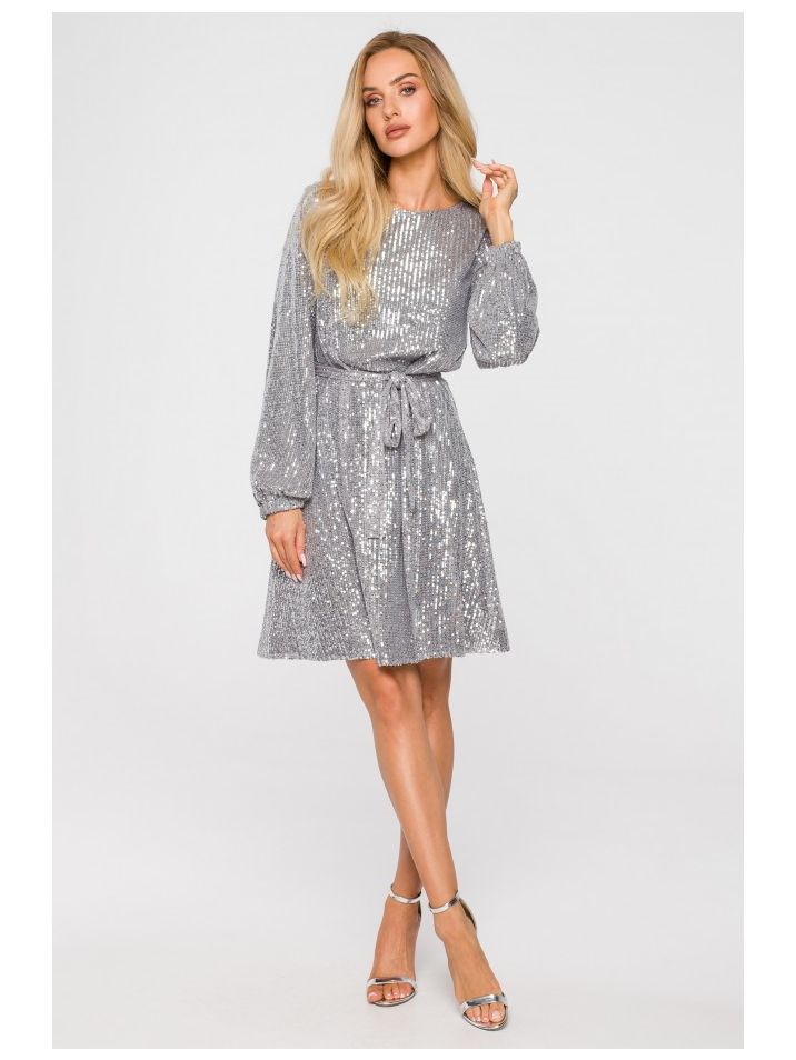 Made of Emotion Ženska mini haljina Riohn M715 srebrna