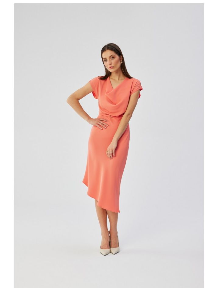 Stylove Ženska asimetrična haljina Titasos S362 naranča