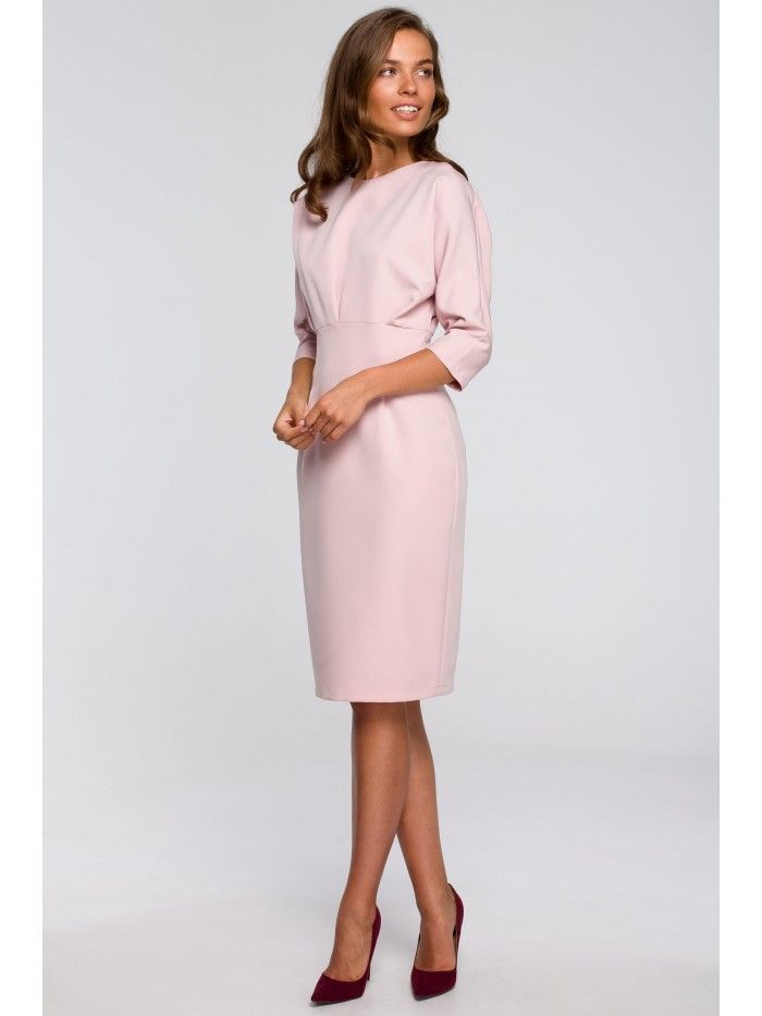 Stylove Ženska midi haljina Estrineve S242 puderasto ružičasta